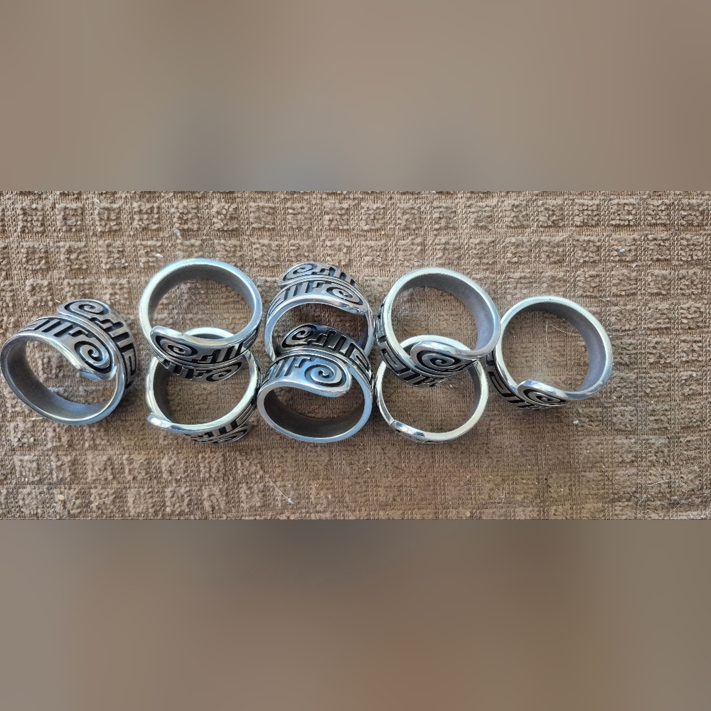 Silver and Black Spiral Rings